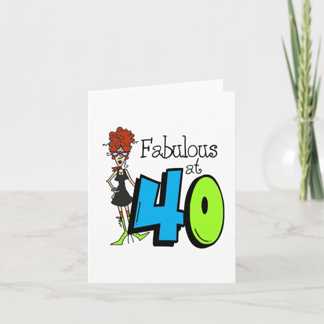 Redhead Fabulous at 40 Birthday Card (Front)