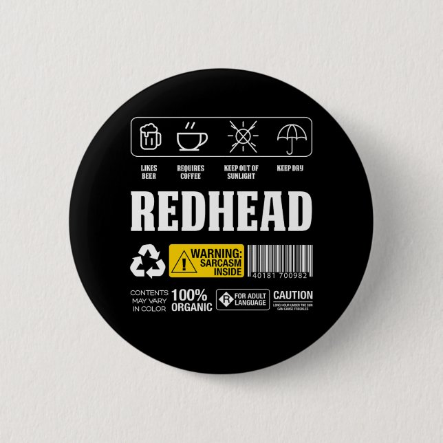 Redhead Ginger Freckles Redheads Red Hair Gift 6 Cm Round Badge (Front)