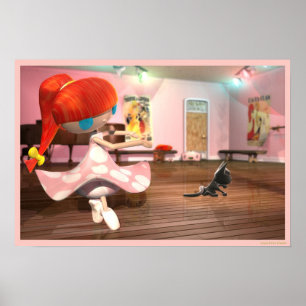 Redhead girl ballet dancing. poster