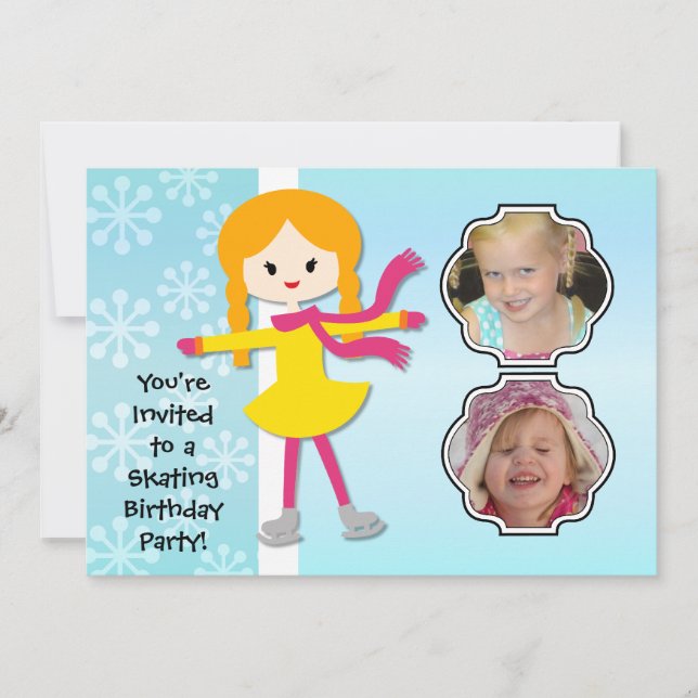 Redhead Girl Birthday Skating Party Invitation (Front)