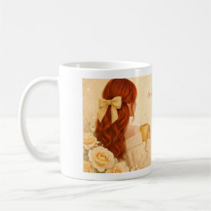 Redhead Girl Coffee Mug   Cute Feminine Floral Mug