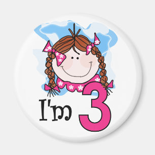 Redhead Girl I'm Three Magnet