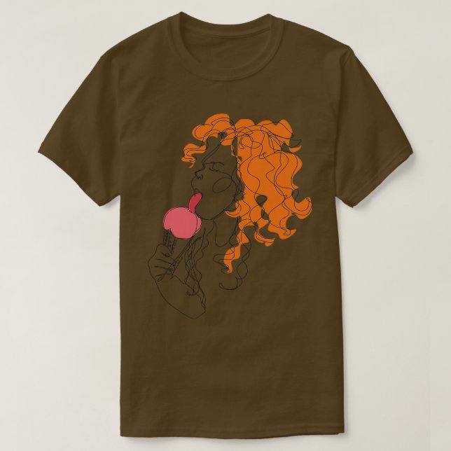 Redhead girl licking ice cream T-Shirt (Design Front)