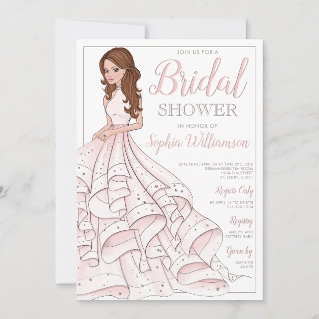 Redhead Glitter Glam Bride Bridal Shower Invitation (Front)