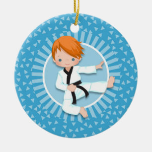 Redhead Karate Boy Judo Martial Arts Ceramic Ornament