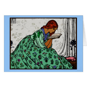 Redhead Lady In a Green Dress Reading