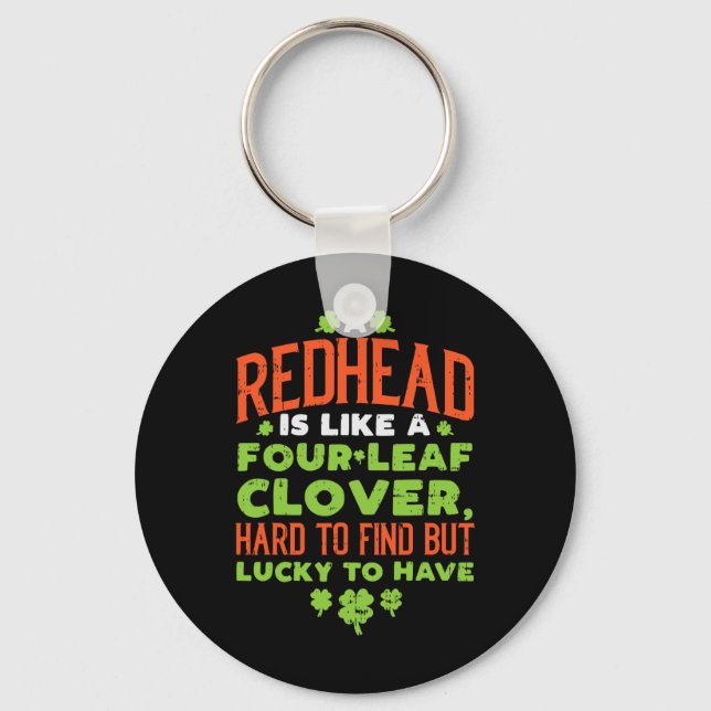 Redhead Lucky Clover Ginger Funny Ginger St Patric Key Ring (Front)