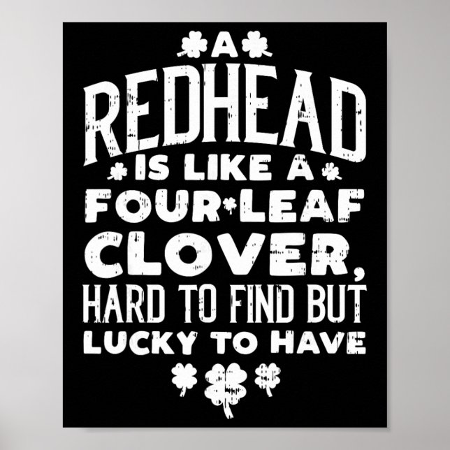 Redhead Lucky Clover Ginger Funny Ginger St Patric Poster (Front)
