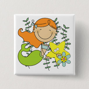 Redhead Mermaid 15 Cm Square Badge