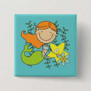 Redhead Mermaid 15 Cm Square Badge
