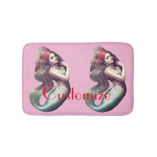 Redhead Mermaid Beauty Thunder_Cove Bath Mat
