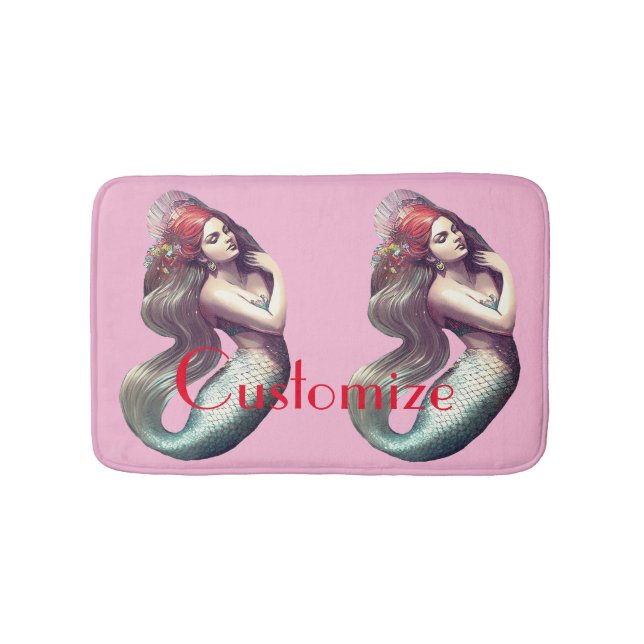 Redhead Mermaid Beauty Thunder_Cove Bath Mat (Front)