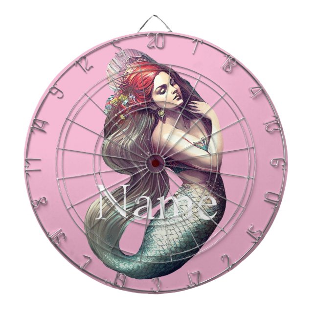 Redhead Mermaid Beauty Thunder_Cove  Dartboard (Front)
