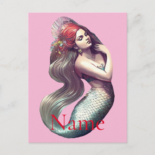 Redhead Mermaid Beauty Thunder_Cove Postcard (Front)