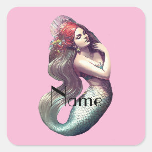 Redhead Mermaid Beauty Thunder_Cove Square Sticker