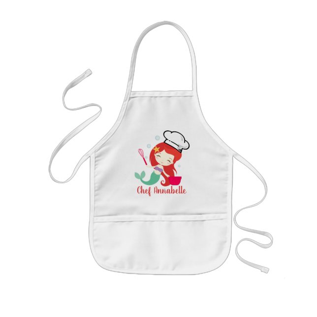 Redhead Mermaid Chef with Bowl Personalise Apron (Front)