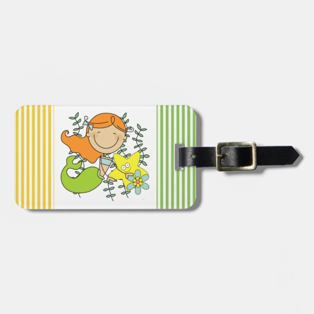 Redhead Mermaid Luggage Tag (Front Horizontal)