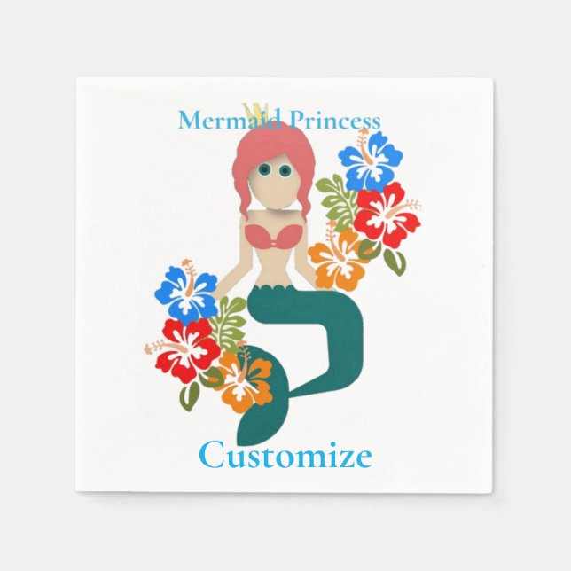 Redhead Mermaid Princess Thunder_Cove Napkin (Front)