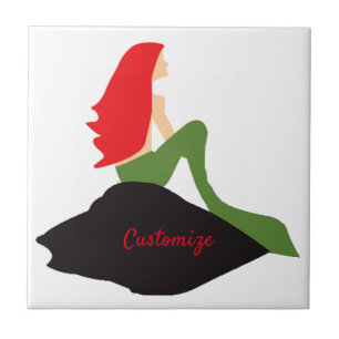 Redhead Mermaid Sitting Thunder_Cove Ceramic Tile