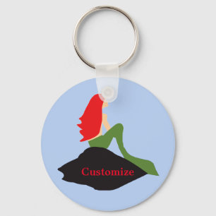 Redhead Mermaid Sitting Thunder_Cove  Key Ring