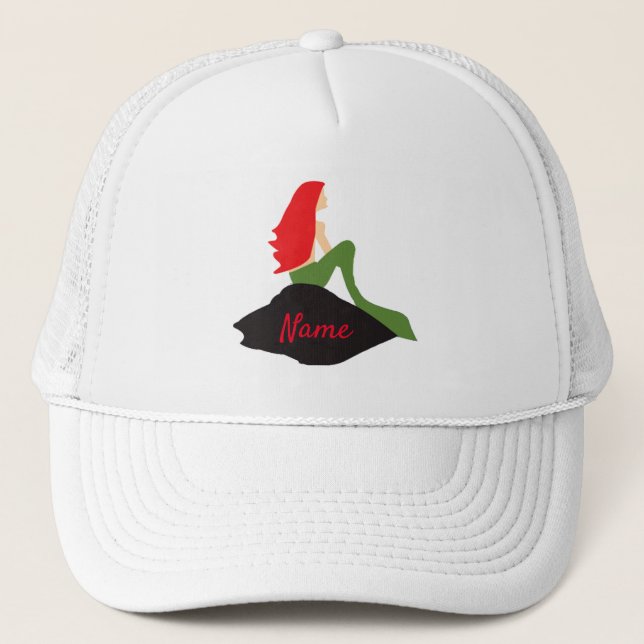 Redhead Mermaid Sitting Thunder_Cove Trucker Hat (Front)