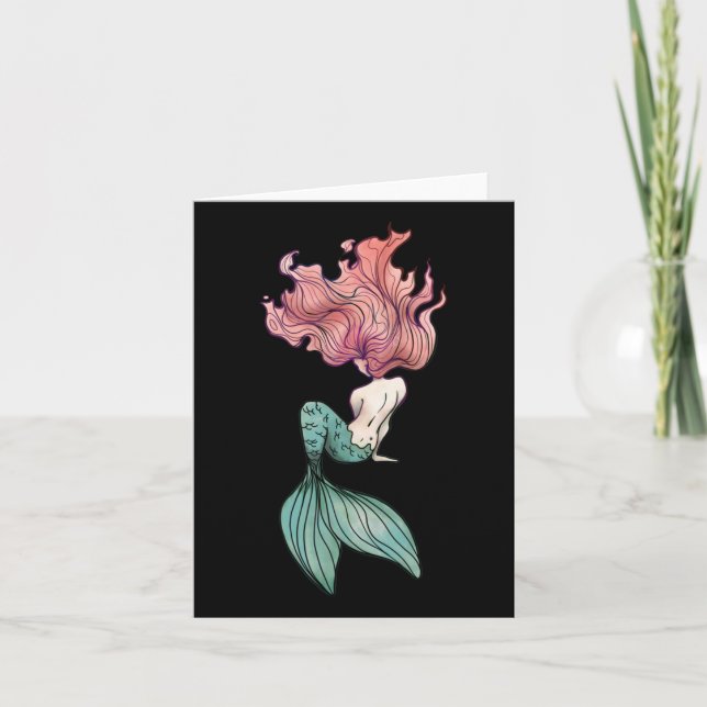 Redhead Mermaid Sticker  Card (Front)