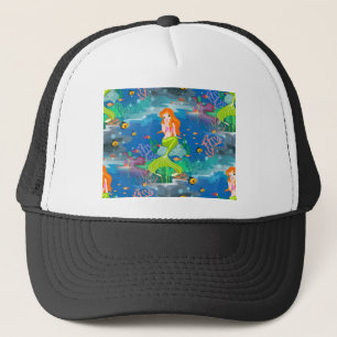 redhead mermaid trucker hat