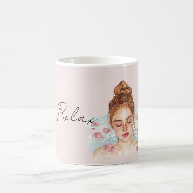 Redhead Pink Roses Relax Bath Coffee Mug (Center)