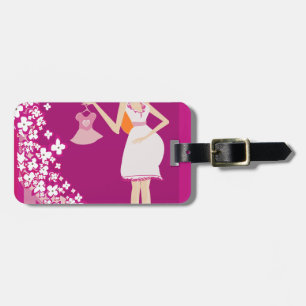 redhead pregnant woman luggage tag