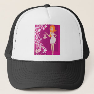 redhead pregnant woman trucker hat
