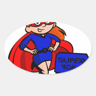 redhead super mum oval sticker
