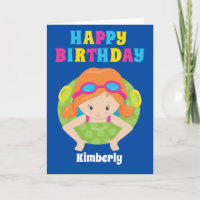 Redhead Swim Team Girl Custom Happy Birthday