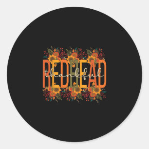 Redhead Thanksgiving Red-haired Woman Classic Round Sticker