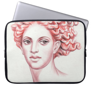 Redhead woman head stock illustration laptop sleeve