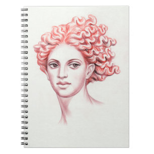Redhead woman head stock illustration notebook