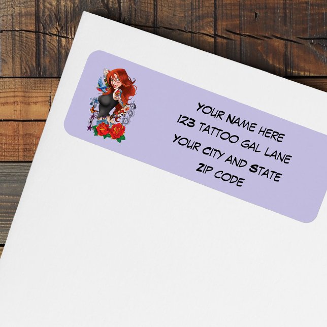 Redhead Woman Tattoos Address  Return Address Label (Creator Uploaded)