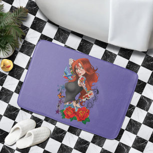 Redhead Woman Tattoos Bath Mat