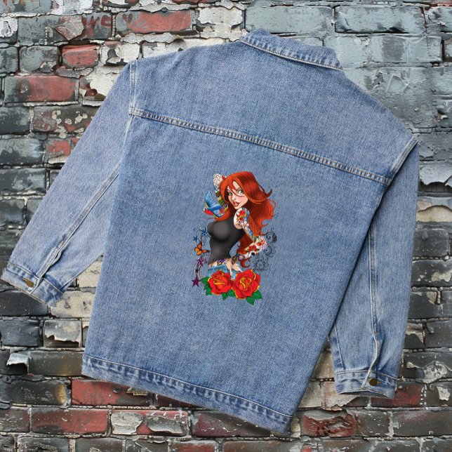 Redhead Woman Tattoos Denim Jacket (Creator Uploaded)