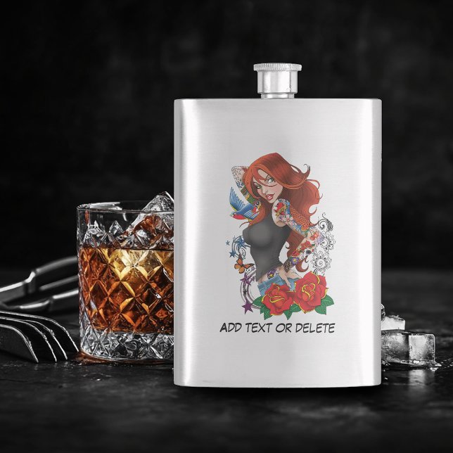 Redhead Woman Tattoos Hip Flask (Creator Uploaded)