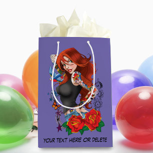 Redhead Woman Tattoos Medium Gift Bag