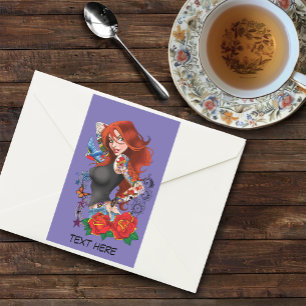 Redhead Woman Tattoos Rectangular Sticker