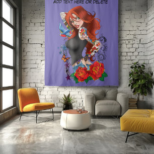 Redhead Woman Tattoos Tapestry
