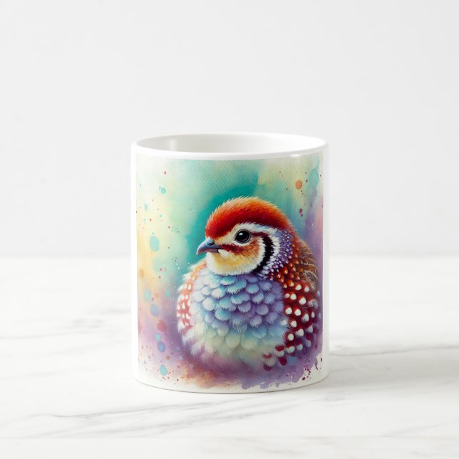 Redheaded Buttonquail 060824AREF135 - Watercolor Coffee Mug (Center)