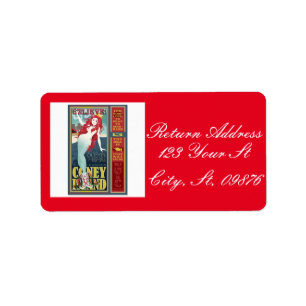 redheaded coney island mermaid label
