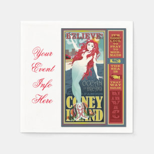 redheaded  coney island mermaid napkin