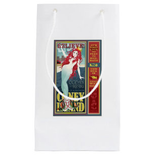 redheaded coney island mermaid small gift bag
