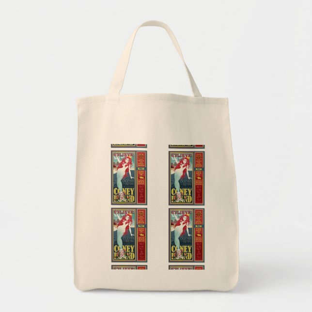 redheaded coney island mermaid tote bag (Front)