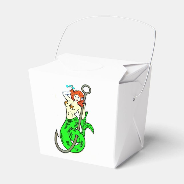 redheaded green-tailed mermaid favour box (Front Side)