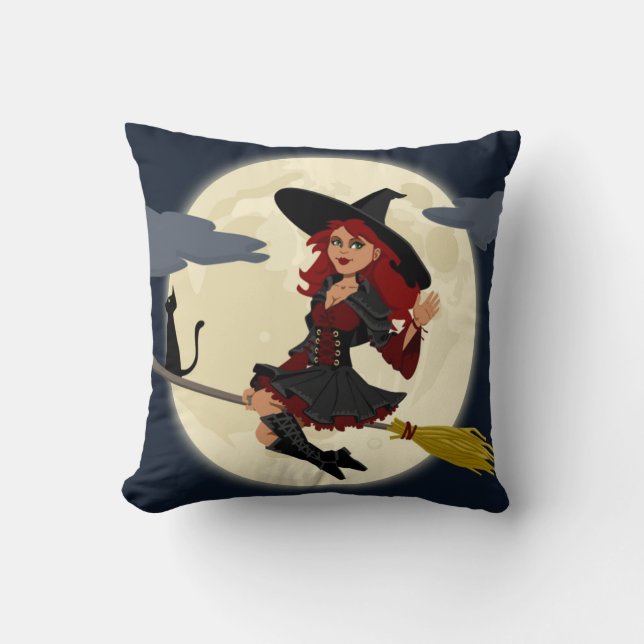 REDHEADED HALLOWEEN WITCH CUSHION (Front)