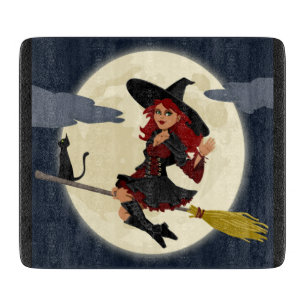 REDHEADED HALLOWEEN WITCH CUTTING BOARD